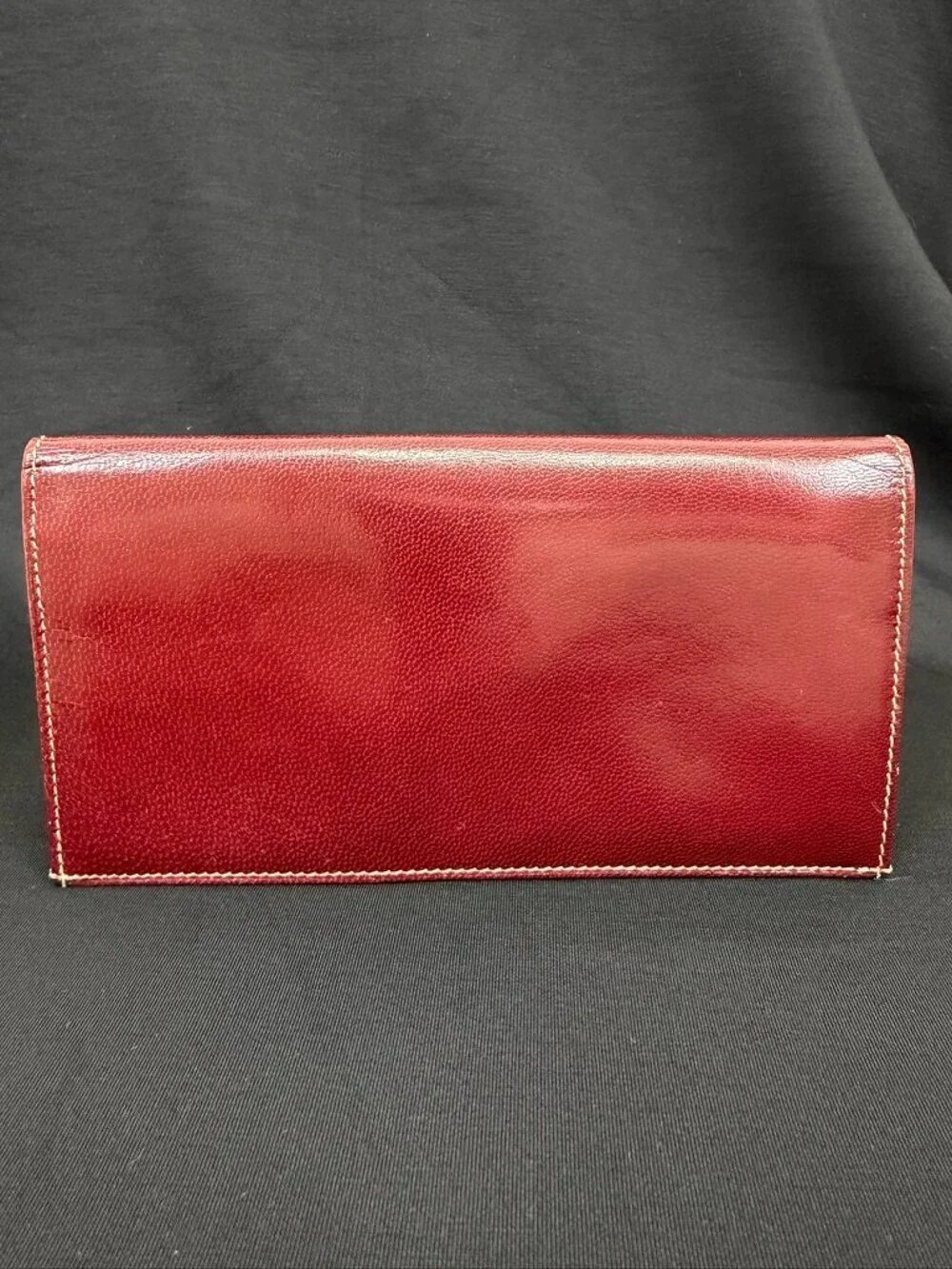 Vintage A. Testoni Burgundy Red Leather Long Continental Checkbook Wallet Italy